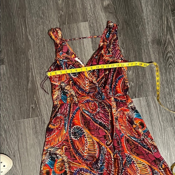 London Times Asymmetrical Orange Red Sundress - Picture 2 of 8